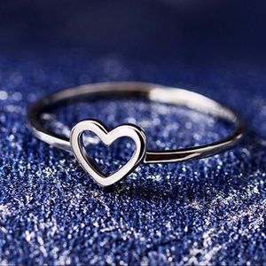 Dainty Silver Open Heart Ring